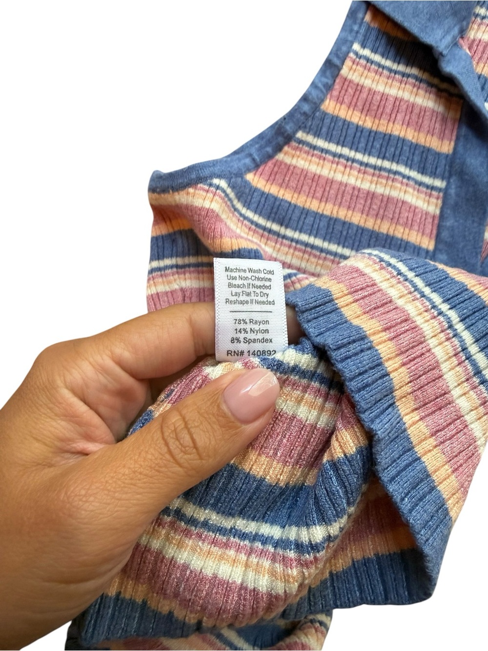 Marine Layer Amelia Rib Polo Indigo Multi Stripe - Picture 7 of 10